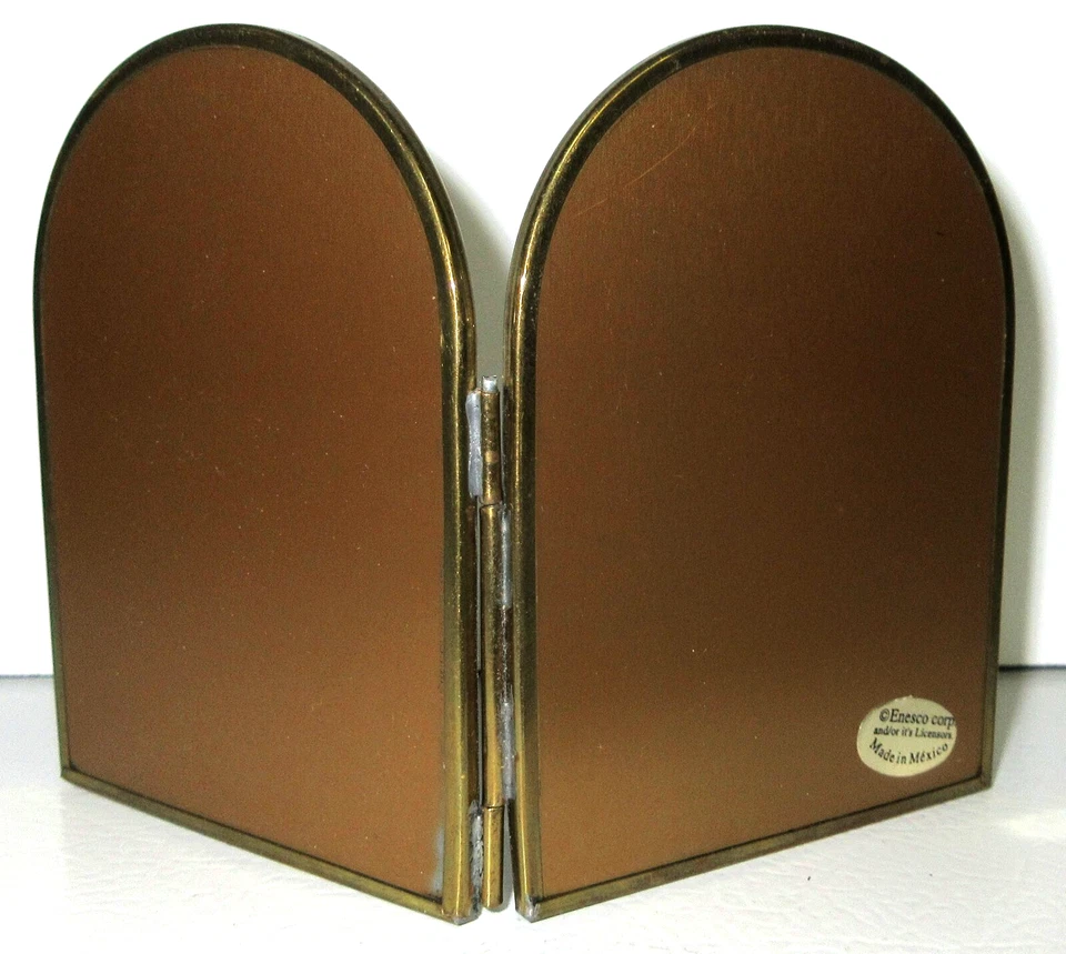 Vintage Brass Bi - Fold Enesco Religious Framed Proverb 3.75" Tall / Mexico - Image 4 of 4