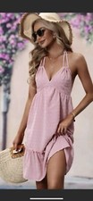 New Women’s Pink Halter Dress, Size: L