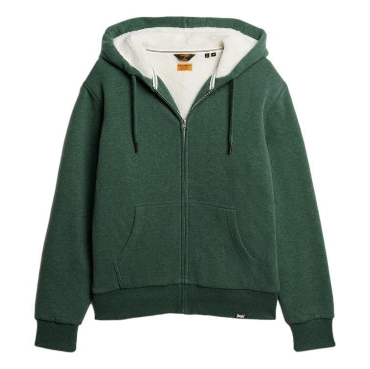 Superdry Men s Essential Borg Lined Zip Hoodie Heritage Pine