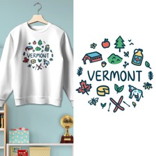 Vermont Playful Icons Sweatshirt, Youth Unisex XS-XL, Cotton Poly Blend