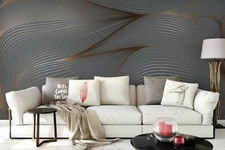 3D Golden Waves Wallpaper Wall Mural Removable Self-adhesive Sticker 833