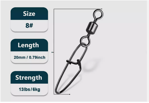 50~100Pcs Fishing Swivels with Snaps Interlock Snap Swivel Stainless Steel Snaps - Picture 22 of 33