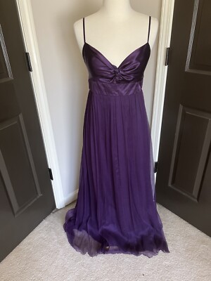 knee length dresses for ladies Chiffon Halter Neck Dress Finished with Coq Tail Plumes US 8 / Purple