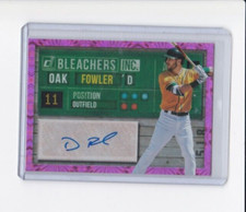 DUSTIN FOWLER 2019 DONRUSS BLEACHERS INC. AUTOGRAPH PINK FIREWORKS PARALLEL CARD