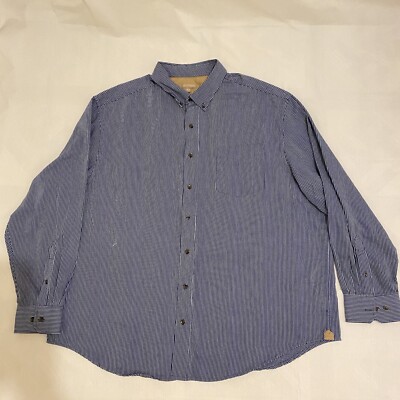 George Blue Striped Long Sleeve Collared Button Up Shirt Men's