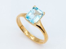 Natural Blue Topaz Engagement Ring Gold Plated Silver Plated Silver Ring