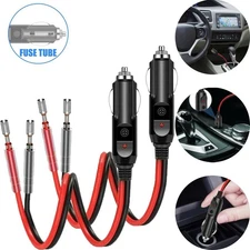 1/2PCS 12V Fused LED Light Cigarette Lighter Male Plug Replacement with Leads