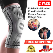Knee Sleeves Compression Brace Support Sport Joint Injury Pain Arthritis Relief