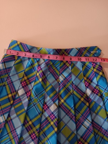 vintage american apparel Xs Mini Skirt Blue Plaid Pleated - Picture 6 of 15