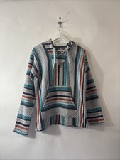 Original Senor Lopez Woven Poncho Mexican Hoodie Pullover Unisex Size Small