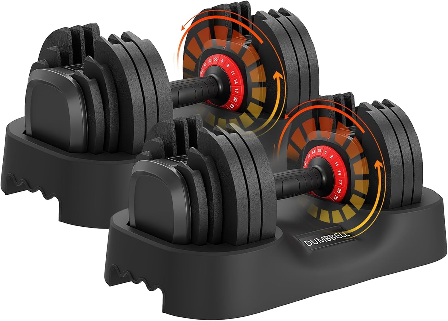 2 X 56LBS Adjustable Dumbbell SetFree Weights Dumbbells Set Fast for Home Gym 