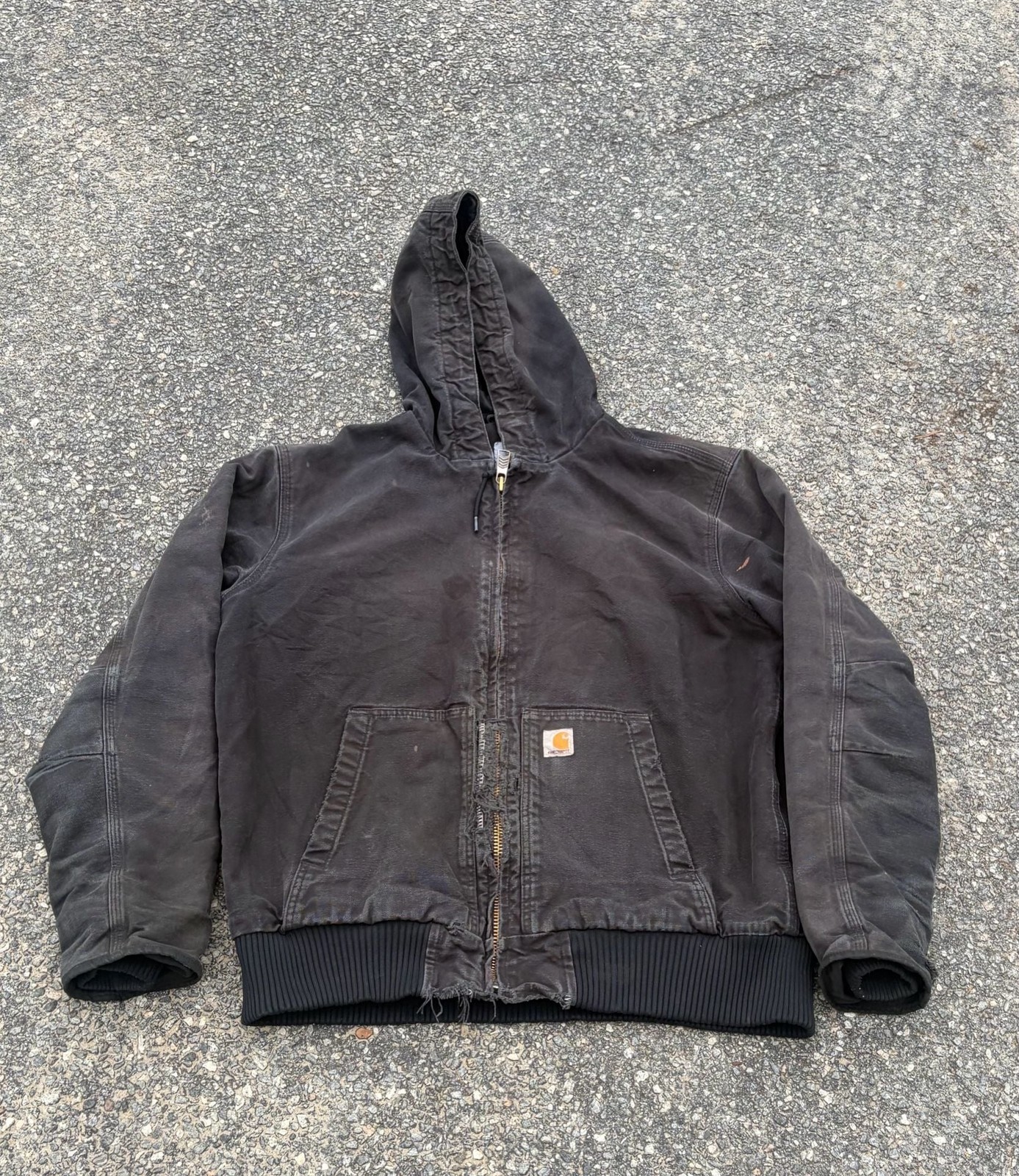 Carhartt Active Jacket Quilted Flannel Lined Black Size Large