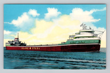 Postcard Tanker Ship SS Wilfred Sykes Inland Steel Fleet Ocean Boat Water Chrome