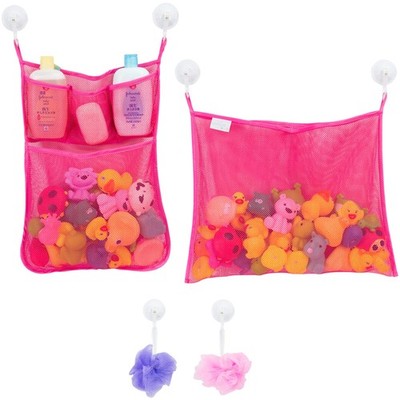 2 Mesh Bathtub Toy Holders & 6 Ultra Strong Hooks for Baby Kids Shower Caddy