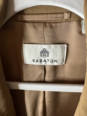 Aritzia Babaton Ambition Blazer Small Relaxed Open Front Crepe Saville Brown Tan