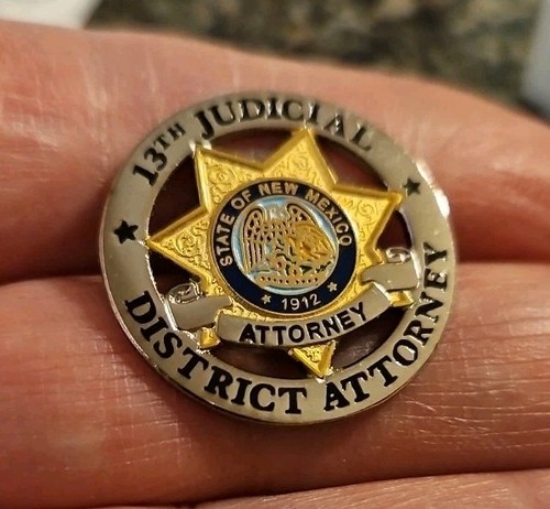 13th Judicial District Attorney State of New Mexico Shiny Silver Tone Lapel Pin