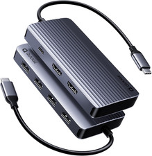 Docking Station Dual Monitor 2 HDMI, 7 in 1 USB C Hub w/Dual HDMI 4K PD Charging