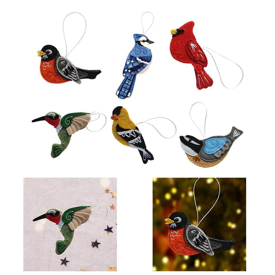 Ornement D'oiseau En Feutre, Décoration Suspendue D'arbre de Noël, Ornement de - Photo 1/1