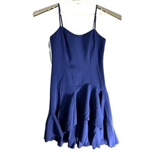 Vince Camuto Dress Size 8 Nayv Blue Tiered Ruffle Minimalist Fairy Midi