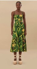 NWT FARM RIO Green Banana Aquarela Halter Style Midi Dress Size XL