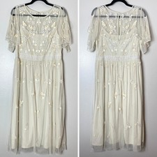 ADRIANNA PAPELL DRESS 14 BRIDE BRIDAL WEDDING FAIRY COCKTAIL FLORAL EMBELLISHED
