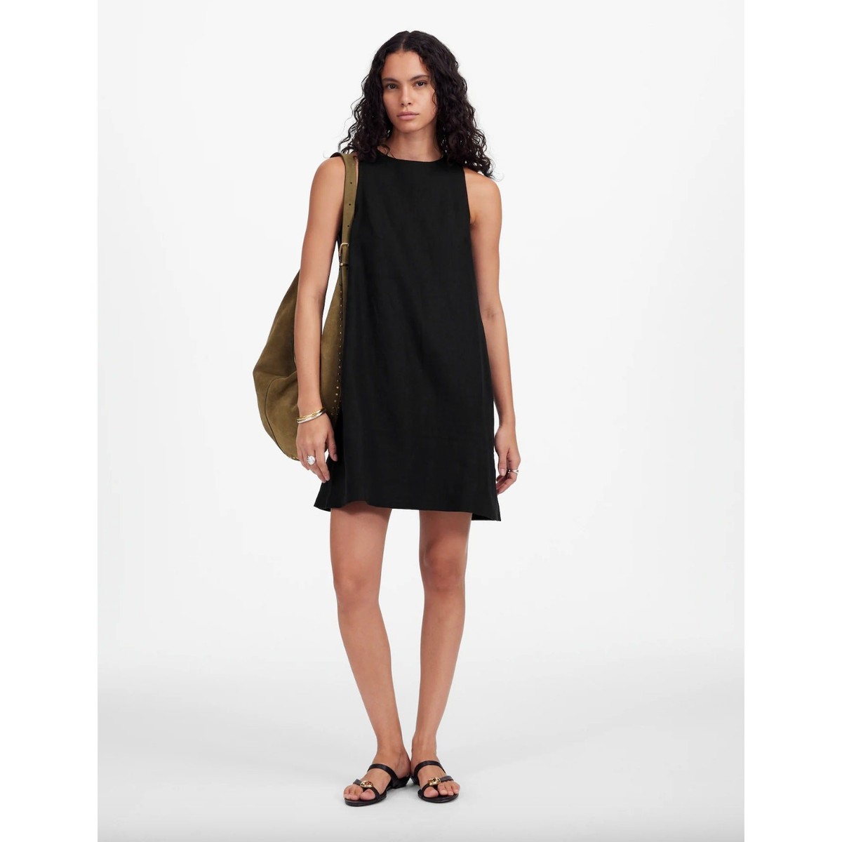 black long sleeve black summer dress Long Sleeve A-Line Mini Dress in Black - 10 / Regular main image 0