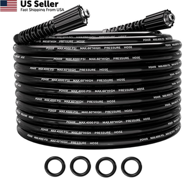 #ad POHIR Pressure Washer Hose 25FT 4000PSI 4000 PSI M22 Fitting Black $30.66