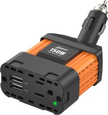 150W Car Power Inverter 12V DC to 120V AC Converter Plug in 150W Orange