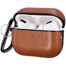 Leather Charging Case Cover for Airpods Pro 2 - Brown