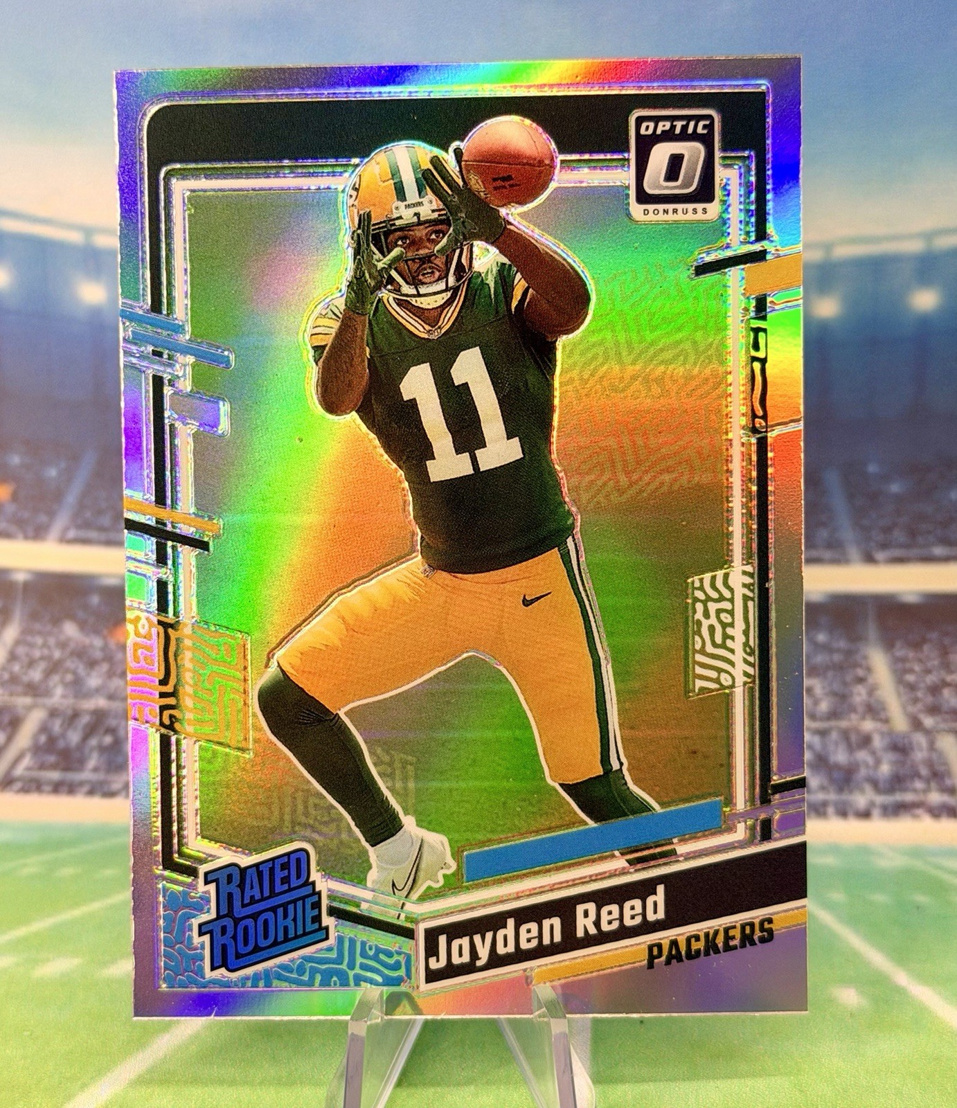 Jayden Reed 2023 Donruss Optic Preview Rated Rookie Silver Holo Prizm #334 RC
