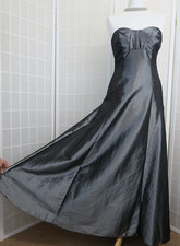Linea Silver Grey Strapless Ballgown Evening Dress Size 10 Lace Up Back