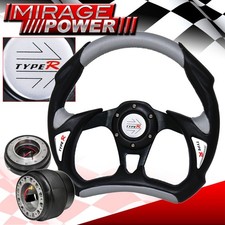 For 86-89 Integra Black Silver Steering Wheel Slim Quick Release Hub Type R