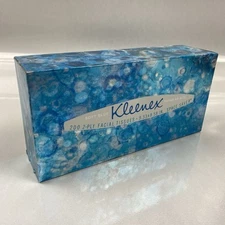 vintage 1966 KLEENEX TISSUE BOX BLUE SILVER FOIL 60s NOS PROP DISPLAY