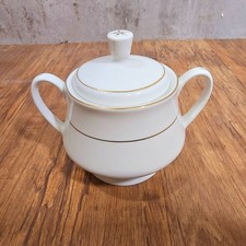 Royal Norfolk White & Gold Edged Double Handle Lidded Sugar Pot - Dinner Service