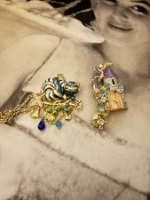 Kirks Folly Cheshire Cat Pendant/ Brooch And Fairytale Land Castle Brooch 