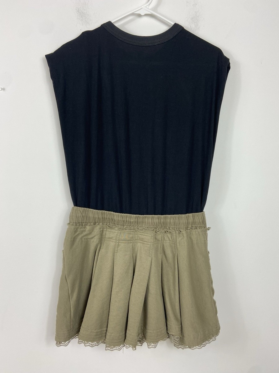 Daily Practice by Anthropologie GOAL LINE Twofer Mini Dress Black Olive  Green | eBay