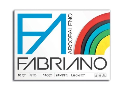 Fabriano Album Arcobaleno Format 24x33 cm Papier 140 gsm 10 Blatt in 5 glatten F