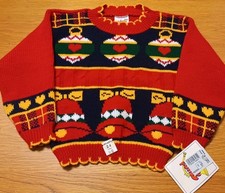 Vintage Toddler Baby Christmas Sweater w/ Baubles NWT  Size 24M Made USA