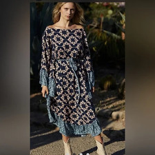 Free People Zippora Dress Kaftan Midi Maxi XS Belted Boho