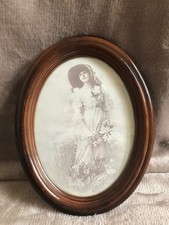 Vintage Oval Photo Frame Picture Gallery Wall Faux Mahogany Wood Victorian