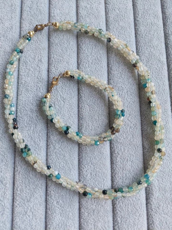 Wunderschöne Halskette und Armband Set aus echtem facettiertem Achat✨️