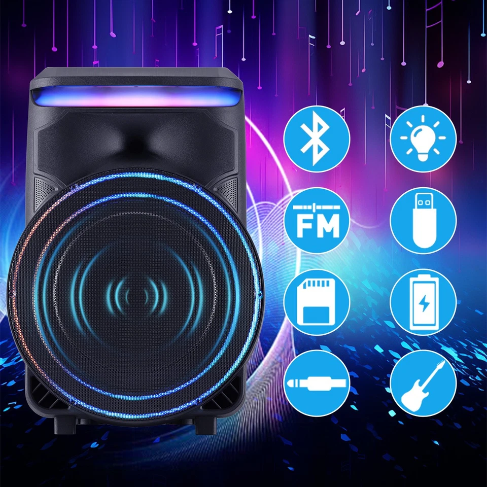 18500W 18'' Portable Bluetooth Speaker Sub Woofer Heavy Bass Sound System & Mic - Image 3 of 4
