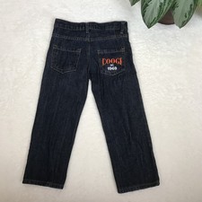 Coogi Boy's Size 4 Dark Wash Jeans Orange Writing On Back
