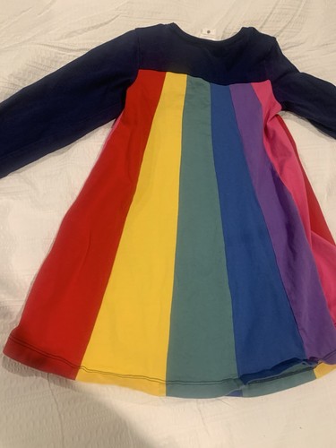 Girls Rainbow Swing Paneled Dress Hanna Andersson Size 110/5 - Picture 3 of 6