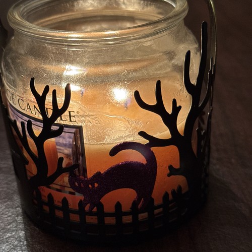Sonoma Haunted House Metal Large Jar Candle Holder Halloween - Black Silhouette - Picture 6 of 8
