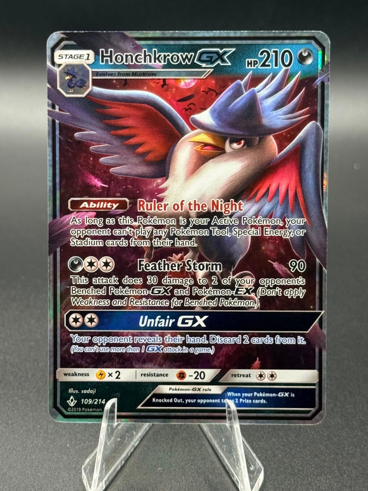 Pokemon SM - Unbroken Bonds Honchkrow GX 109/214 NM
