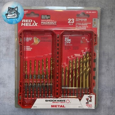 New Milwaukee Shockwave Impact Duty 23-Pc Titanium Drill Bit Set 48-89-4631