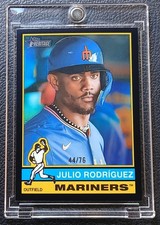 JULIO RODRIGUEZ 2025 HERITAGE CHROME BLACK REFRACTOR JERSEY #44 /76 1 OF KIND