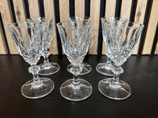Cut Crystal Stemmed Shot Liqueur Glasses X6 25ml Spear Pattern Vintage Retro
