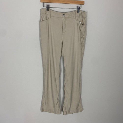 NYDJ Marilyn Linen Trousers Linen Pants Womens 10 Saddlewood Tan Straight Leg - Zdjęcie 1 z 9